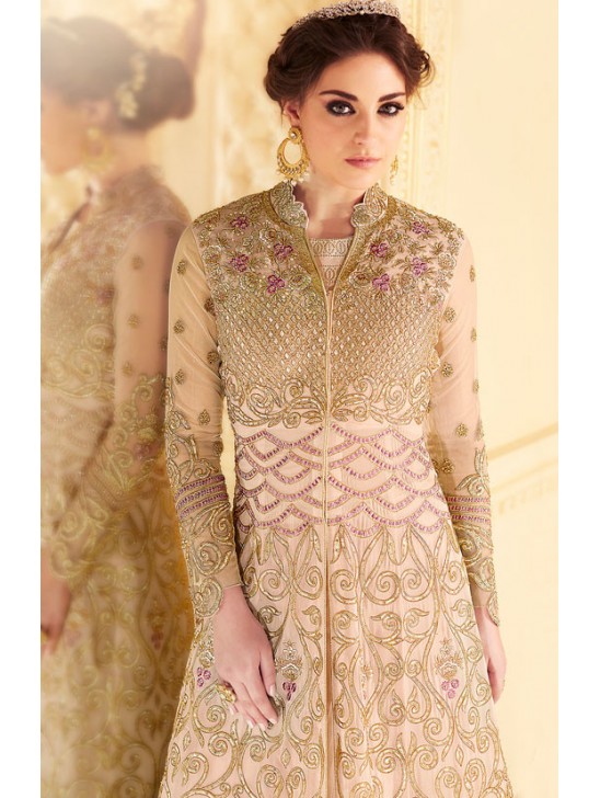 BLUSH PINK INDIAN & PAKISTANI DESIGNER PARTY AND WEDDING WEAR FANCY ANARKALI GOWN