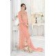 7210-C LIGHT PEACH GLOSSY SAPPHIRE WEDDING WEAR DESIGNER DRESS