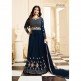 Blue Evening Gown Maxi Glossy Dress