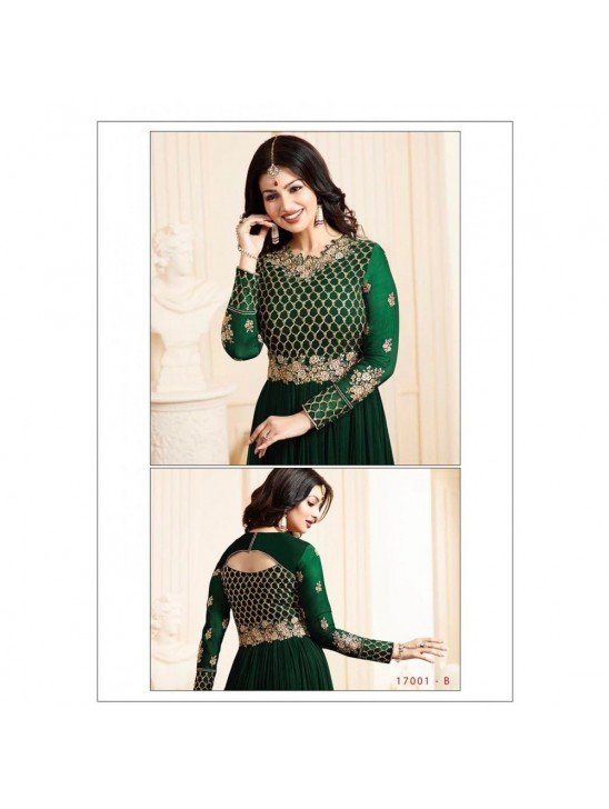 Green Glossy Dress Anarkali Gown