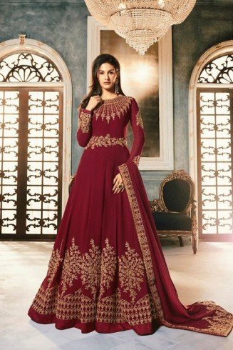 Maroon Indian Party & Mehndi Wear Gown
