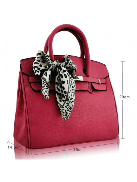 LS00141B - Pink Fashion Scarf Tote Designer Handbag