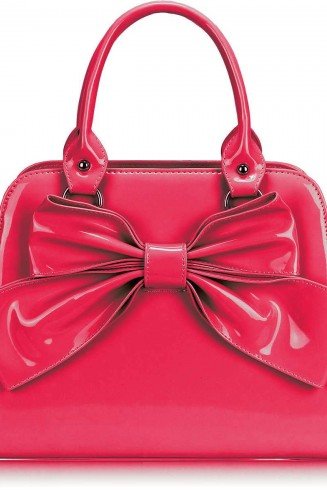 LS005- Pink Patent Bow Tote Bag