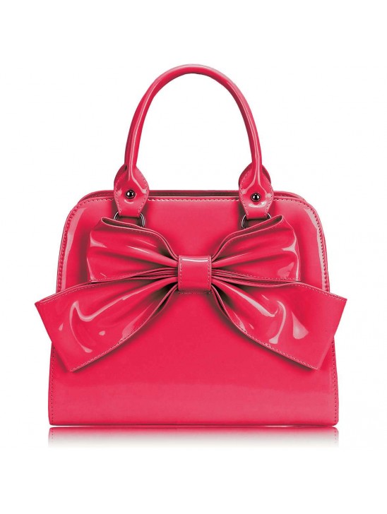 LS005- Pink Patent Bow Tote Bag