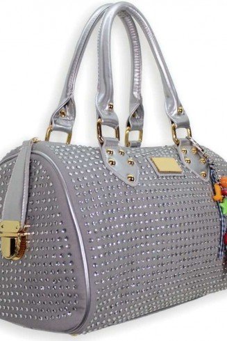 LS7002 - Silver Grey Diamante Fashion Handbag