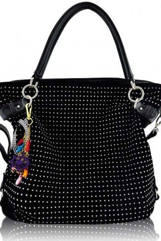 LS8001 - Black Diamante Tote Shoulder Designer Handbag