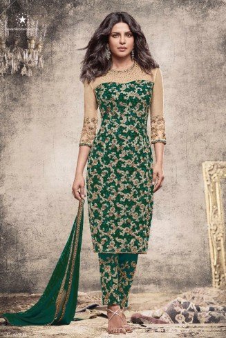 Green Priyanka Chopra Dress Straight Cut Salwar Suit