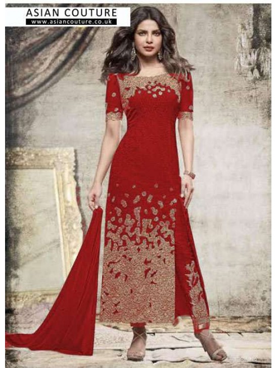 ZH5148C -RED HEROINE PRIYANKA CHOPRA HIT SALWAR KAMEEZ