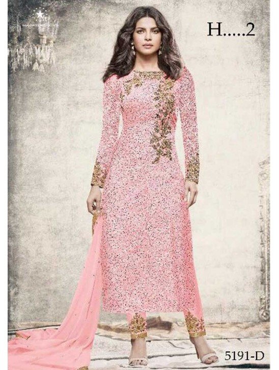 ZH5191-A PINK HEROINE PRIYANKA CHOPRA STRAIGHT CUT SALWAR KAMEEZ