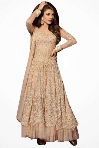Gold CREAM Priyanka Chopra HEROINE Lime Light Designer Dress 