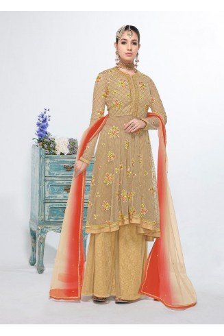 BEIGE INDIAN WEDDING AND PARTY PALAZZO SUIT