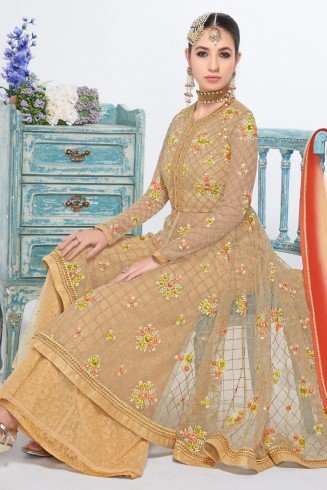 BEIGE INDIAN WEDDING AND PARTY PALAZZO SUIT