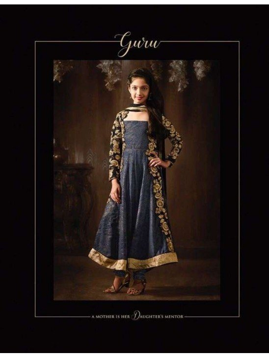 8079 GREY BLUE KARMA EMBROIDERED PARTY WEAR INDIAN DESIGNER ANARKALI SUIT FOR GIRLS