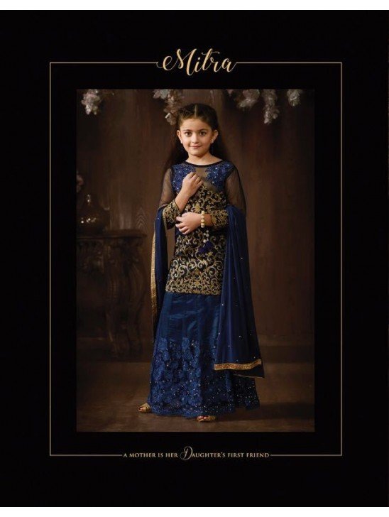8073 NAVY BLUE KARMA HEAVY GOLD EMBROIDERED WEDDING WEAR DESIGNER LEHENGA FOR YOUNG GIRLS