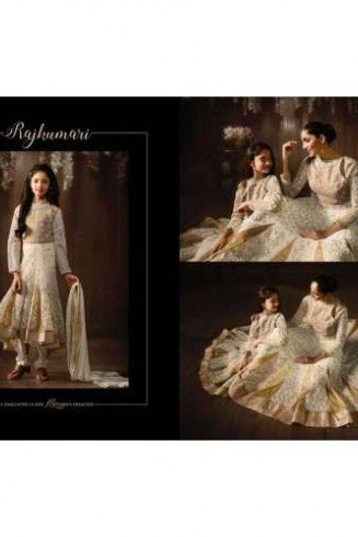 8074 OFF WHITE KARMA NET FABRIC HEAVY EMBROIDERED PARTY WEAR INDIAN DESIGNER ANARKALI SUIT 