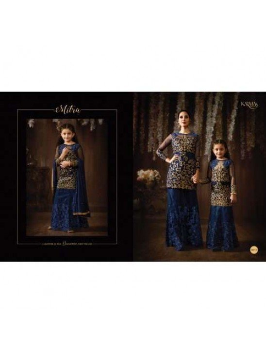 8073 NAVY BLUE KARMA HEAVY GOLD EMBROIDERED WEDDING WEAR DESIGNER LEHENGA