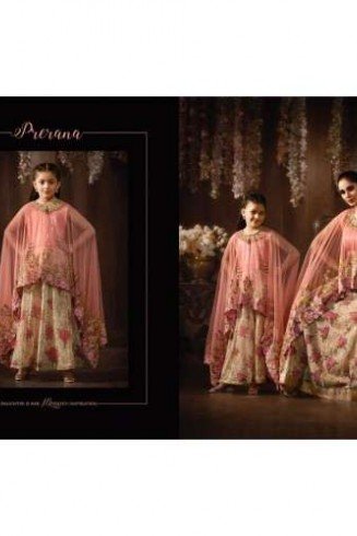 8078 PEACH AND CREAM KARMA FLORAL PRINTED PARTY WEAR INDIAN DESIGNER ANARKALI SUIT 