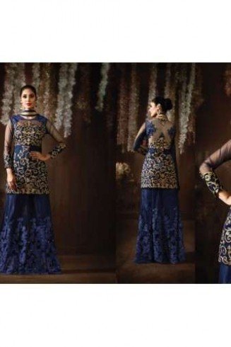 8073 NAVY BLUE KARMA HEAVY GOLD EMBROIDERED WEDDING WEAR DESIGNER LEHENGA FOR YOUNG GIRLS 