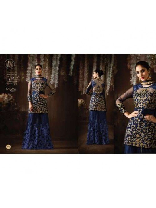 8073 NAVY BLUE KARMA HEAVY GOLD EMBROIDERED WEDDING WEAR DESIGNER LEHENGA FOR YOUNG GIRLS
