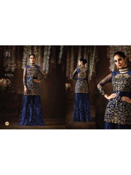 8073 NAVY BLUE KARMA HEAVY GOLD EMBROIDERED WEDDING WEAR DESIGNER LEHENGA