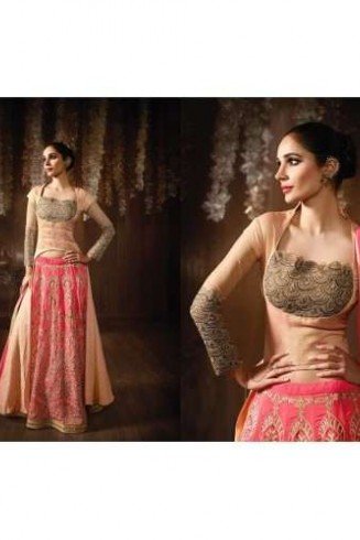 8080 PEACH AND PINK KARMA HEAVY EMBROIDERED DESIGNER WEDDING WEAR SUIT