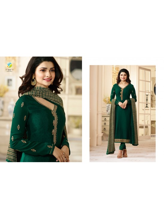 Green Crepe Salwar Suit Pakistani Designer Dress