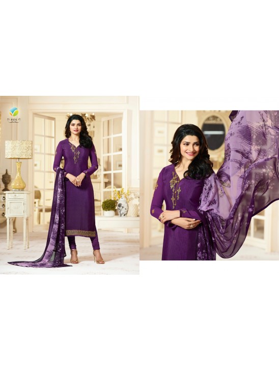 Purple Pakistani Salwar Kameez Punjabi Crepe Suit