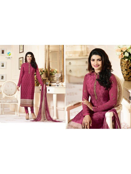 Hot Pink Crepe Indian Suit Elegant Party Dress