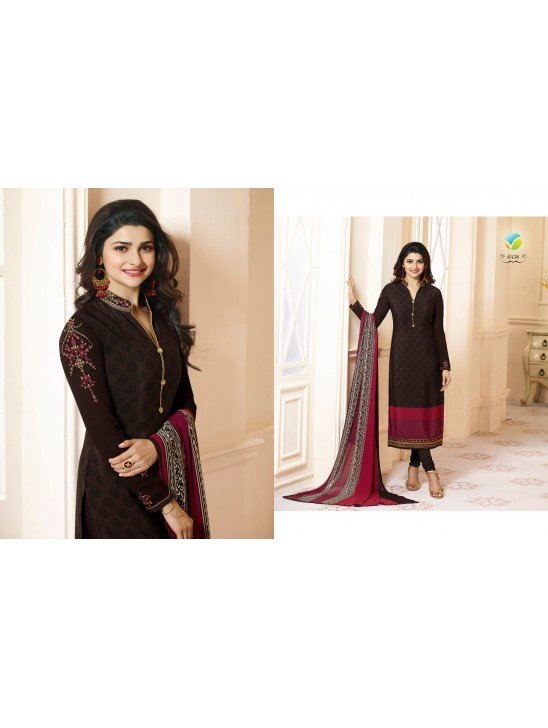 Brown Red Salwar Kameez Fancy Indian Suit