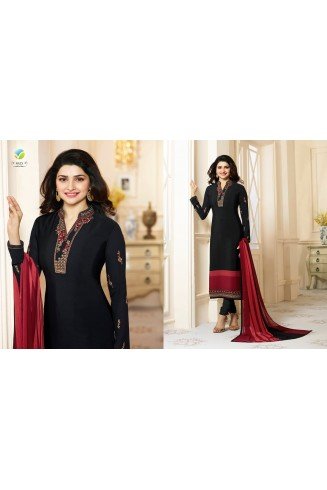 Black Crepe Suit Indian Designer Churidar Style Dress