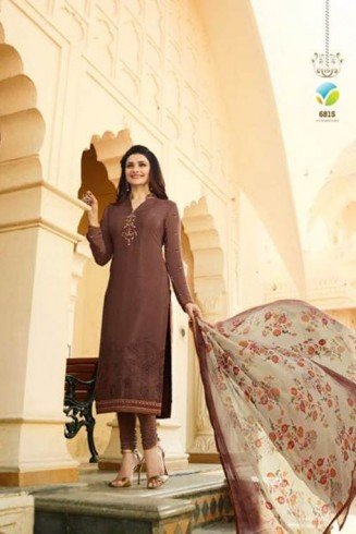Pale Brown Royal Kaseesh Crepe Silkina Designer Salwar Suit 