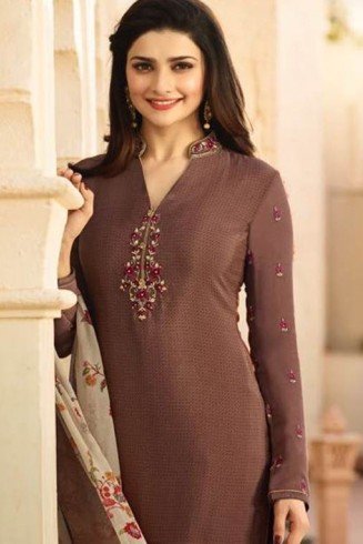 Pale Brown Royal Kaseesh Crepe Silkina Designer Salwar Suit 