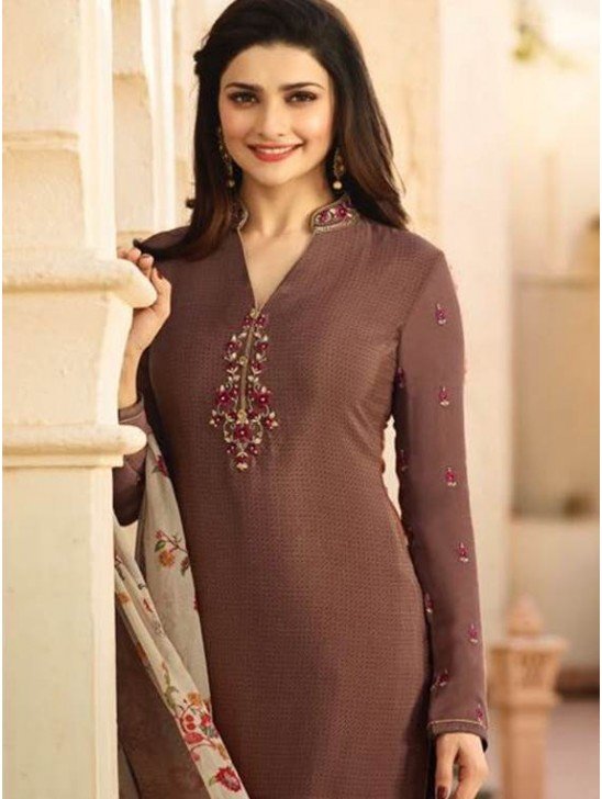 Pale Brown Royal Kaseesh Crepe Silkina Designer Salwar Suit