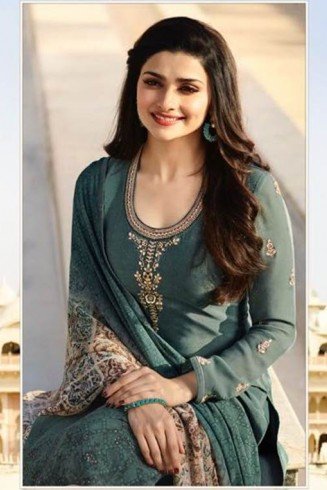 Teal Green Royal Kaseesh Crepe Silkina Designer Salwar Suit 
