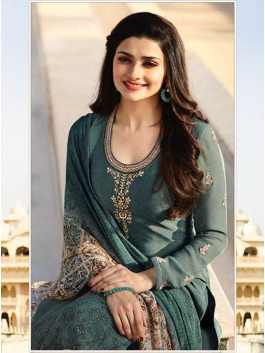Teal Green Royal Kaseesh Crepe Silkina Designer Salwar Suit