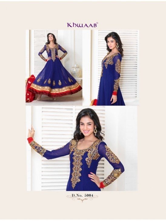 Blue Indian Designer Embroidered Anarkali Dress