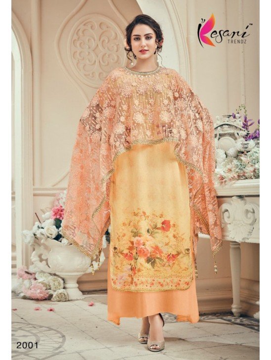 Yellow Orange Dress Cape Suit Indian Gown