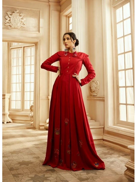 Red Kaftan Fancy Indian Designer Gown