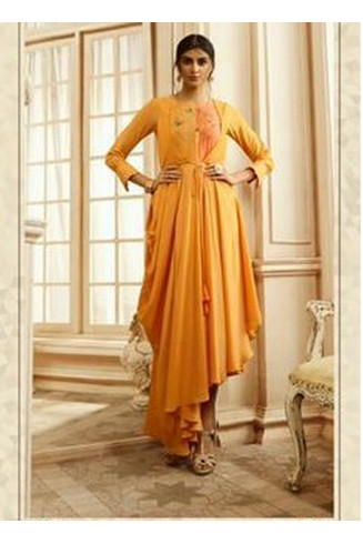 Yellow Indian Designer Kaftan Fancy Party Wear Gown