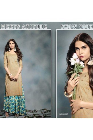 Beige Stitched Kurti Cotton Pakistani Designer Top