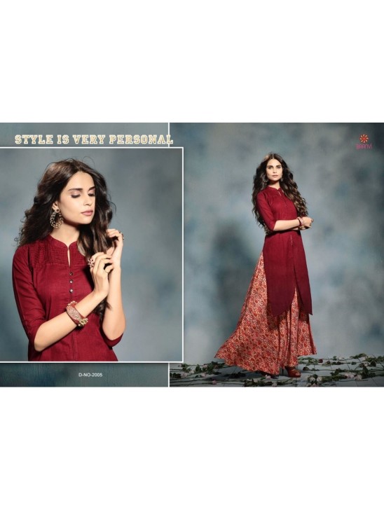 Red Straight Cut Cotton Kurti Summer Wear