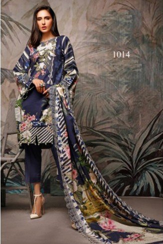 Royal Blue Printed Lawn Pakistani Salwar Suit