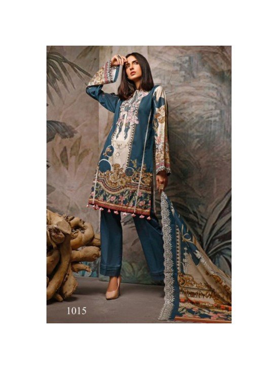 Teal Green Printed Pakistani Designer Salwar Suit