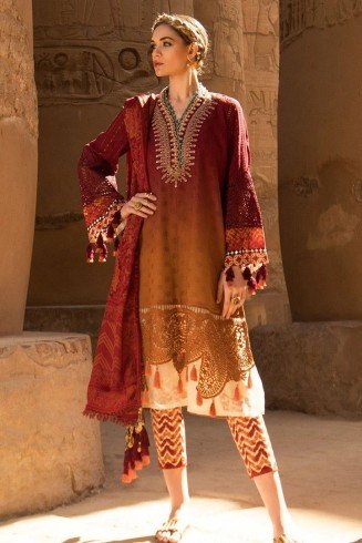 Maroon Casual Style Pakistani Designer Lawn Suit