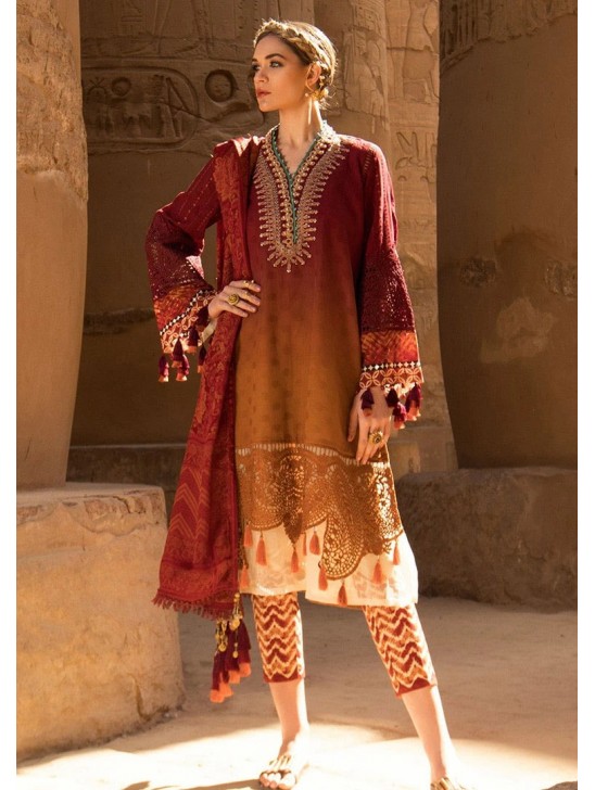 Maroon Casual Style Pakistani Designer Lawn Suit