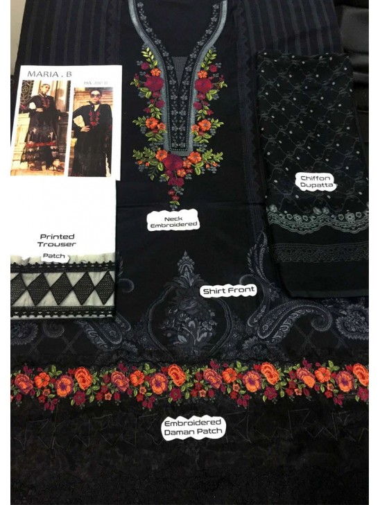 BLACK ETHNIC EMBROIDERED PAKISTANI DESIGNER INSPIRED LAWN SUIT