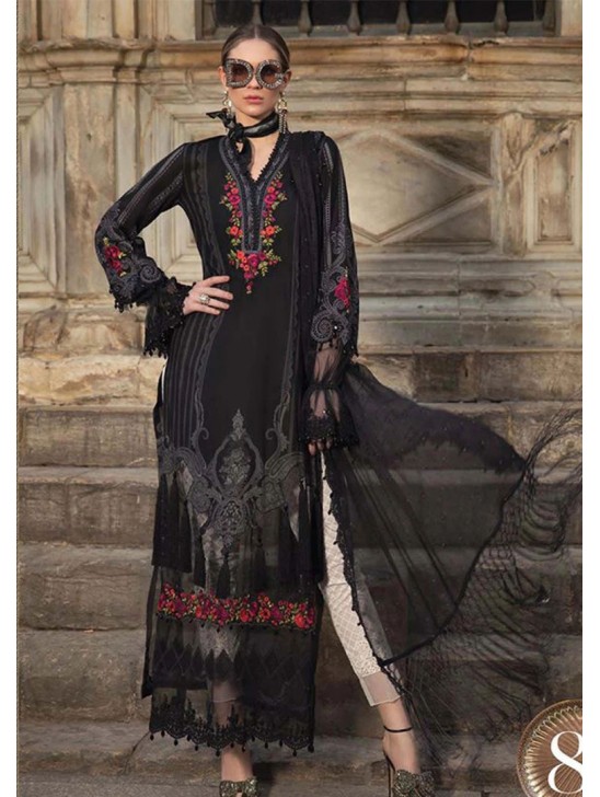 BLACK ETHNIC EMBROIDERED PAKISTANI DESIGNER INSPIRED LAWN SUIT