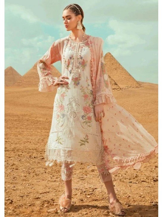 Peach Maria B Pakistani Summer Lawn Suit