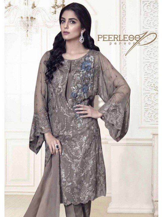 ZBD06 GREY MARIA B STYLE PAKISTANI SALWAR KAMEEZ SUIT