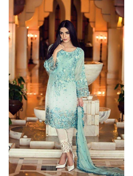 ZA6004 TURQUOISE MARIA B STYLE PAKISTANI READY MADE SALWAR KAMEEZ SUIT